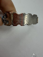 Vintage Bracelet Southwest Style Blue Cuff Stamped Womens 6.5 in