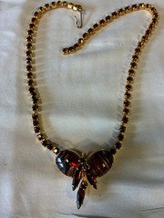 Juliana D&E Book Piece Ref No 452 Rhinestone Necklace w/ Red Fluss Stones 16”