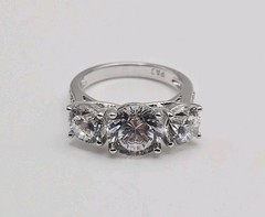 Prime Art & Jewel PAJ Sterling Silver 3.00ct CZ Trilogy Ring Size 5.5