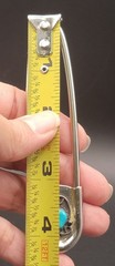 Vintage Scovill Silver Safety Pin With Turquoise Stone Accent – 4.25″ Long