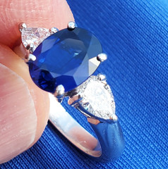 Original EARTH MINED SAPPHIRE DIAMOND Deco Engagement Ring PLATINUM Solitaire 5