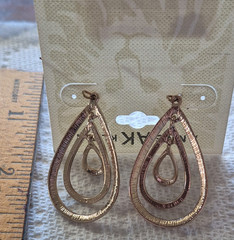 Anne Klein Vintage Earrings Gold plate crystal 3 teardrop dangle pierced