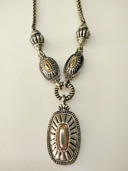 Vintage Elegant Silver Plated Metal Statement Necklace with 3 Unique Pendants