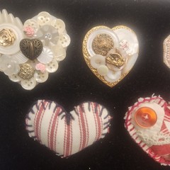 Vintage Heart Brooch Lot Mixed Materials And Styles