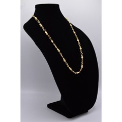 Vintage Pearl Station Necklace White Beaded Chain Gold Tone Linked 1980s Bin2
