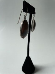 Vintage Jasper Sterling Silver Earrings with Fish Hook Closing; Made In USSR