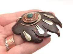 Vintage Artisan Made Native American Bear Paw Amulet Bloodstone Large Pendant