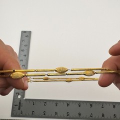 Vintage Gold Tone Double Strand Station Necklace Bar Beads 17 In