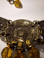 Stunning Art Deco Style LaVintage Necklace Faceted Glass Crystals Brass-tone
