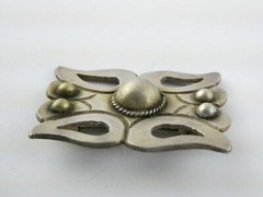 Antique Mexico Taxco 980 Sterling Silver Modernist Brooch Shapes Pin 12.4g 1.5In