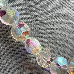 Vintage Aurora Borealis Crystal Necklace, 17″; Nice