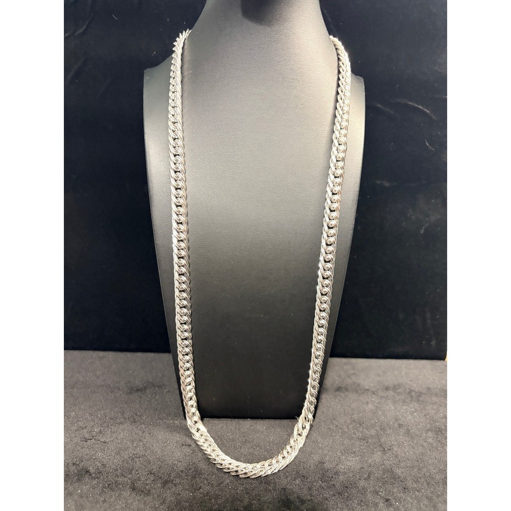 Monet Vintage Silver Tone Heavy Double Link Rope Chain Necklace Clasp 30 in 103g