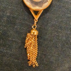 Vintage Reed Barton Glass Cameo Intaglio Tassel Pendant Necklace Gold Tone W Box