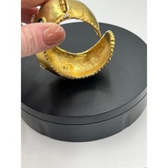 Les Bernard VO Vogue Vintage Signed Hammered Gold Cuff Bracelet Rhinestones
