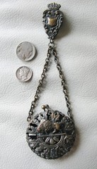 Antique Chatelaine Belt Clip Art Nouveau Buffalo Filigree Purse Vinaigrette