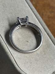 DM 925 sterling silver size 6 3/4 CZ Square stone Engagement Cocktail RING