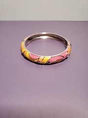 Vintage Cloisonné Hinged Style Enamel Bangle Bracelet