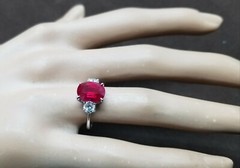 Vintage 14k White Gold Engagement Ring 3.51ct. Natural Burma Oval Ruby AGL cert