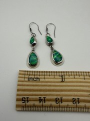 Vintage Stamped Mexico 950 Silver Created Fire Opal Drop Earrings