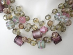 Langani Necklace Glass Beads 5 Rhg 115.4 G / 39-43 Cm