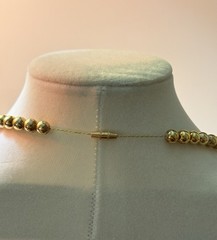 Vintage Baby Pink Glass Bead Necklace Gold Tone Barrel Clasp MCM 1950s – 1960s