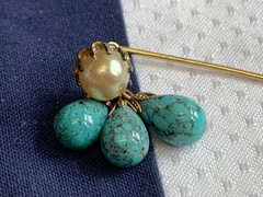 Vtg – Antique Stick Pin Lot Enamel Rhinestone Cloisonne Locket Costume Jewelry