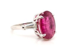 GIA Rubellite Diamond Ring 7.66ct Original 1930-1950 Red Tourmaline White Gold