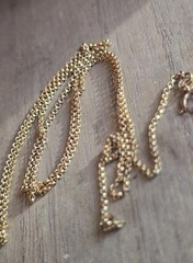 18K Solid Yellow Gold Vintage Necklace Rolo Chain 20.5″