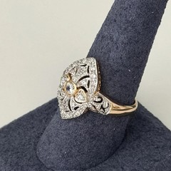 Vintage1890s Victorian Style LabCreated Diamond Circa Engagement 14K GoldFN Ring