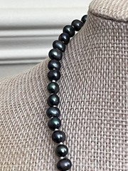Freshwater Pearl Necklace 16″ Hand Knotted Peacock Iridescent 925 Clasp