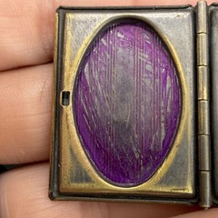 Vintage Locket Pendant Rectangle Book Gold Tone Photo