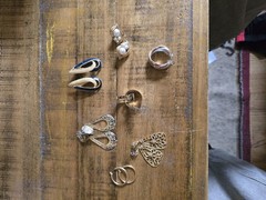 Lot Of 10 Vintage Hoop Earrings Necklace Bracelets Silver Gold Plated Gold Tone