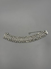 Weiss Rhinestone Bracelet Vintage Wide Dome 6 Row Large 7.75” Long 1 In Wide