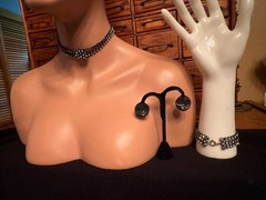1950s Rhinestone and Black Plastic Jewelry Set is Chic and Stunning Vintage