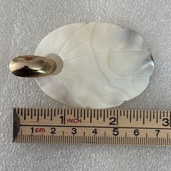 VTG Mother Of Pearl Carved Petal White Tan Omega Stud Dangle Earrings NEW