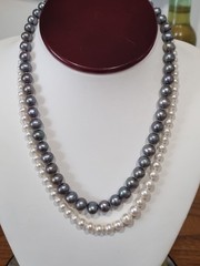Vintage 14k White Gold Peacock Pearl & Sterling Silver Pearl Necklaces See Video