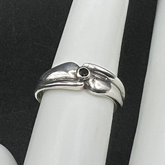 Black Onyx 925 Sterling Silver Dainty Band Ring Size 5.75 Petite 1.81 Grams