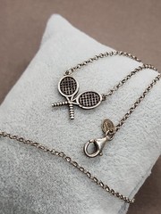 Vintage Dyadema Italy 925 Tennis Pendant Necklace 16″ To 17.75″ VGUC