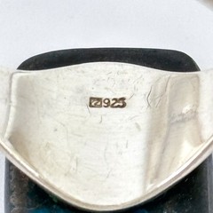 Vintage Ross Simons Sterling Silver 925 Blue Brown Black Fused Glass Ring Size 7