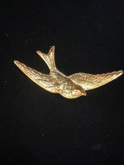 Vintage Bird 22K Gold Plated Brass Stamping for Jewelry/Craft/Decor/Famous Maker