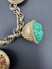 Vintage Etruscan Revival Huge Charm Bracelet 7” J110