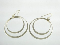 BR Banana Republic Sterling Silver Double Circle Hook Earrings 925 7.8g 2.25 In