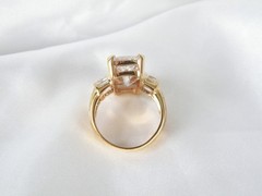 Vintage Sterling Silver 925 Gold on Huge Baguette CZ Statement Ring Size 9