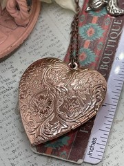 Fancy ROSE Gold Heart Locket Photo Pink Victorian Anniversary Wedding Necklace