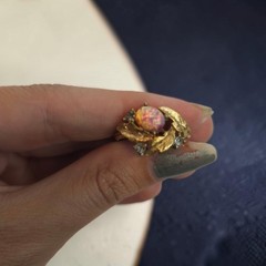 Vintage Gold Tone Cocktail Ring Set Teal, Faux Opal Sarah Coventry & Fire Flower
