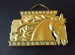JJ Gold Tone Horse Scarf CLIP 2 1/2” x 1 5/8”