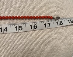 Vintage 5mm Italian Red Coral Necklace 16” + 2” Ext = 18” Sterling Silver Clasp