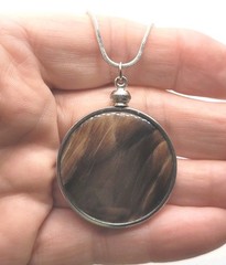 Silver Tone Necklace Chain Pedant Tiger Eyes Imitation 26in.