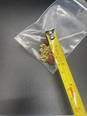 Vintage Gold Tone and Red Enamel Stud Earrings with Post Backs for Pierced Ears