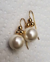 Impressive Pierced Faux Pearl Earrings**Goldtone Ear Wires**